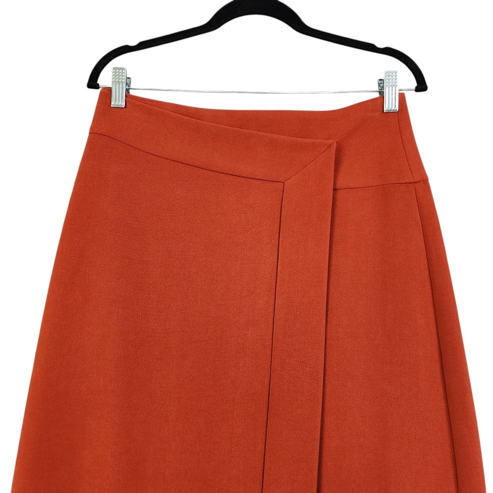 Karen Millen Womens Asymmetric Wrap Midi Skirt Size 6 Orange Made in Italy NWOT - Picture 3 of 12